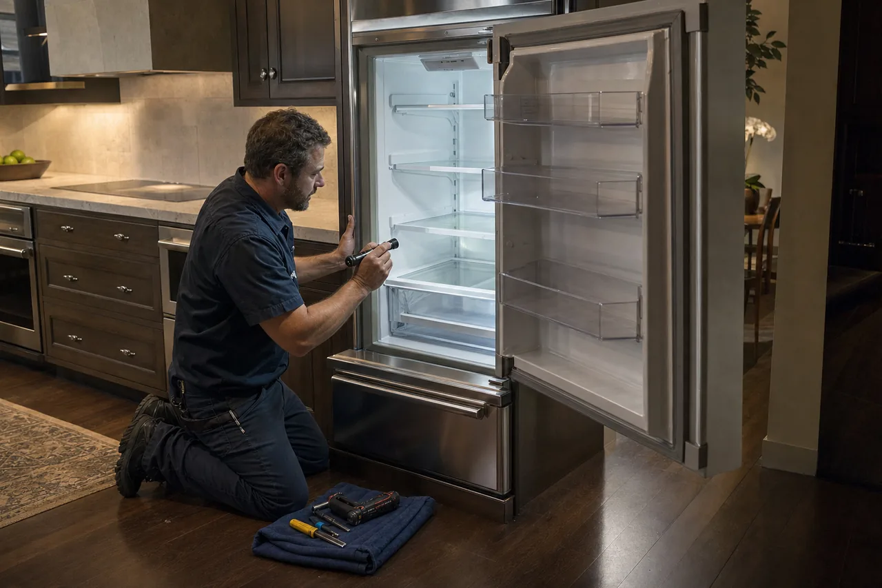 A Ridgefield kitchen with a built-in Sub-Zero refrigerator and a Wolf range