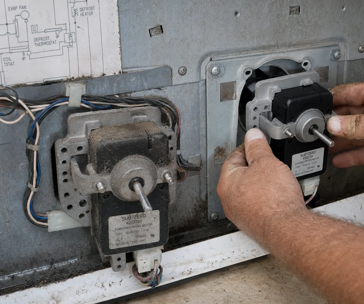 Close-up of an OEM appliance part replacement